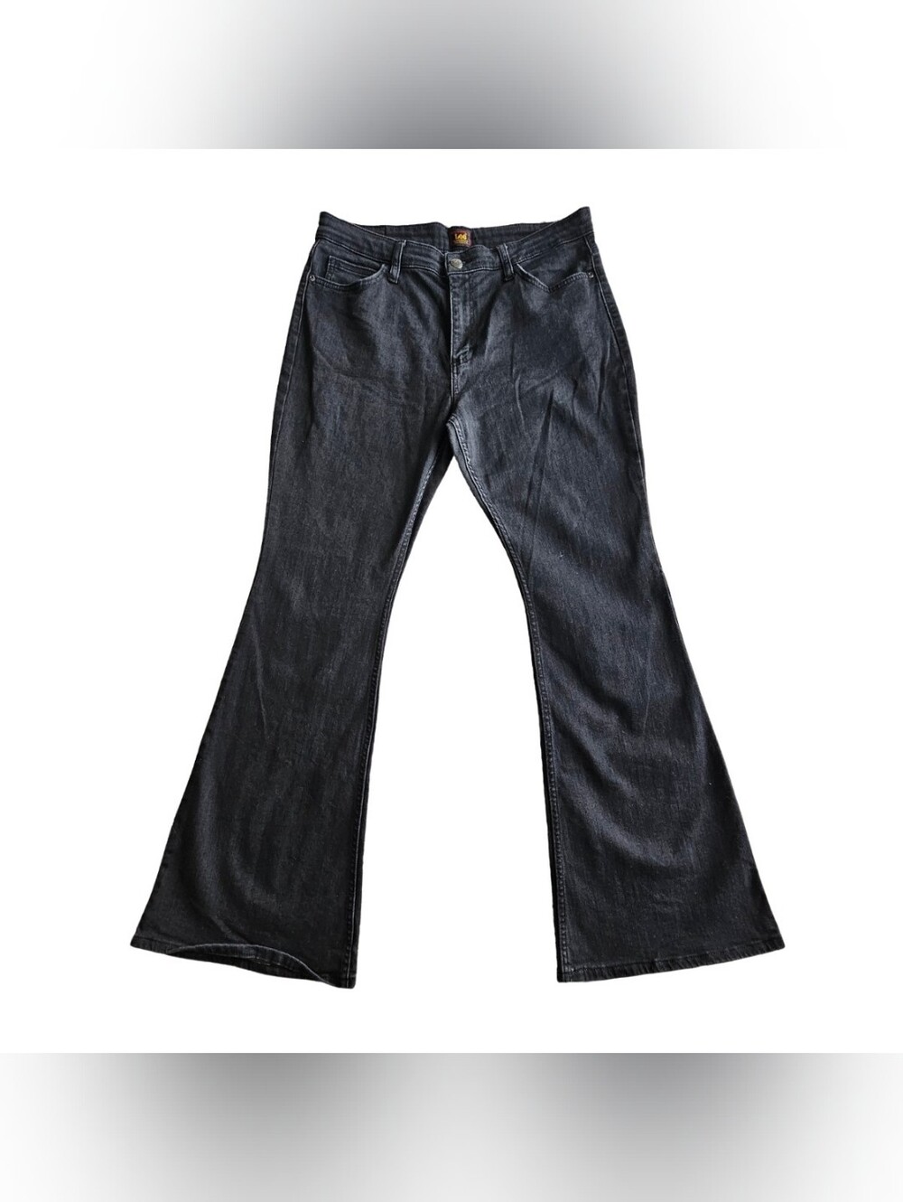 Vintage Lee Black Flare Jeans - Wide Leg Denim